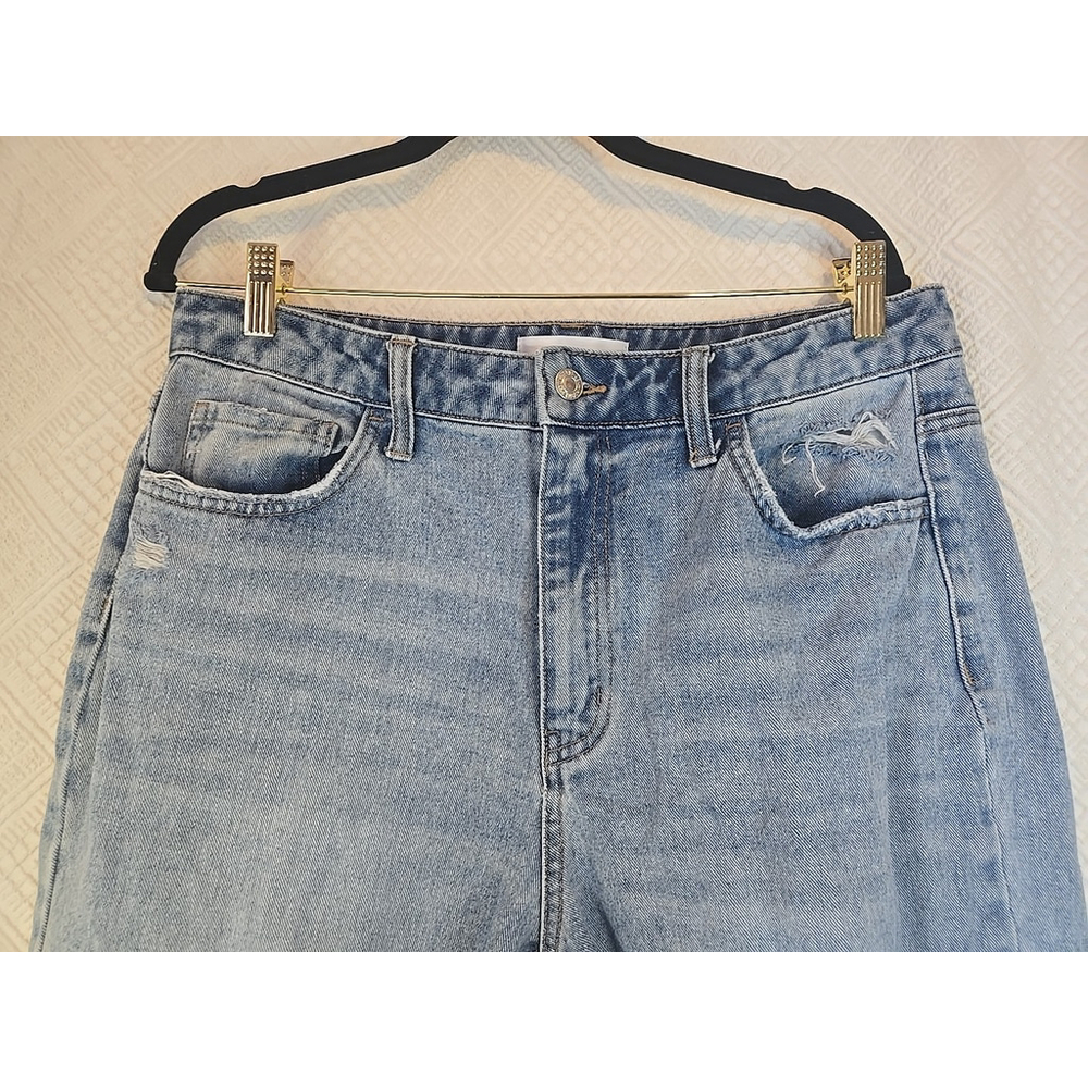 Vervet Size 31 High Rise Distressed Straight Leg Raw Hem Blue Denim Jeans - Picture 6 of 11